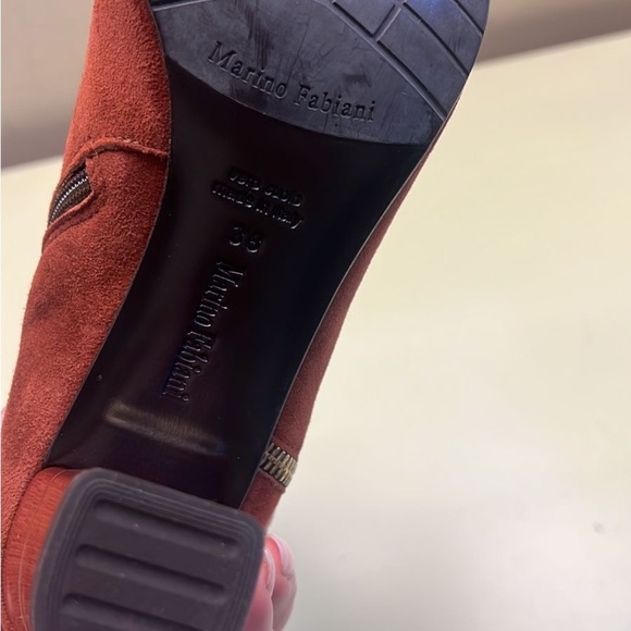 MARINO FABIANI MADE IN ITALY Elegant Suede Ankle Boots - Rust Red - Picture 8 of 10